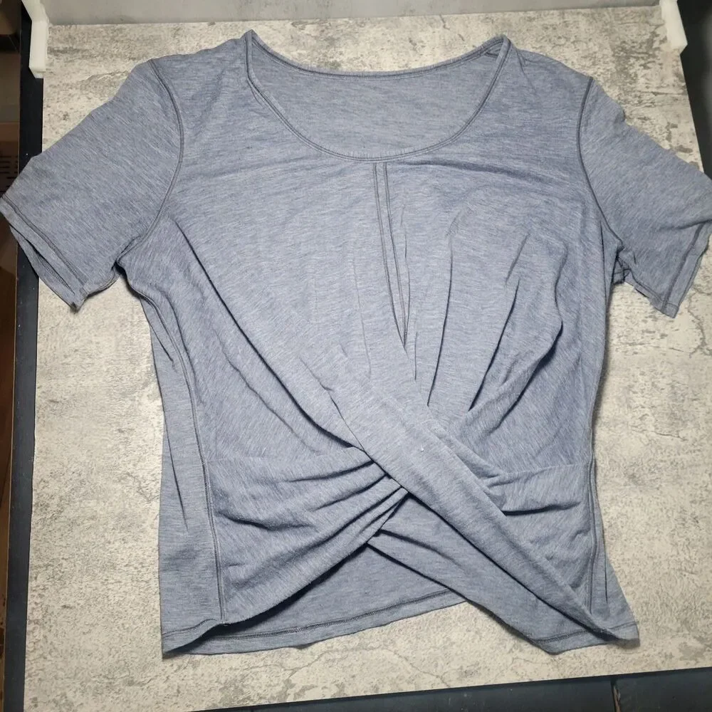 Lululemon Size 6 Do The Daily Short Sleeve Twist Crop Crescent T Shirt SS Grey